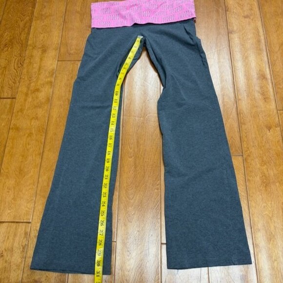 Victorias Secret LOVE PINK Flare Foldover Yoga Pants Y2K Size M Bling Spellout - Picture 9 of 12